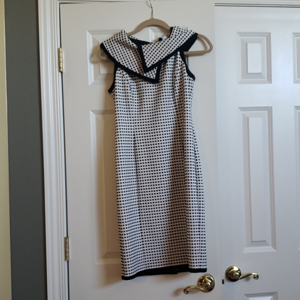 Joseph Ribkoff black and white sleeveless dress